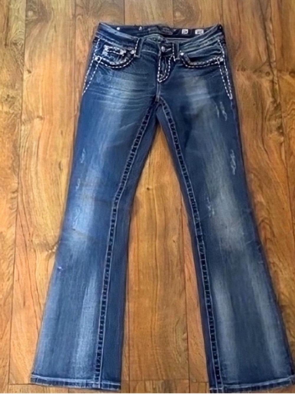 Beautiful Vintage Y2K Miss Me Boot Jeans With Contrast Stitching 31” Inseam